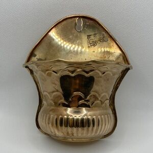 Vintage Gold Brass Wall Pocket Planter hanging Flower home decor scale pattern